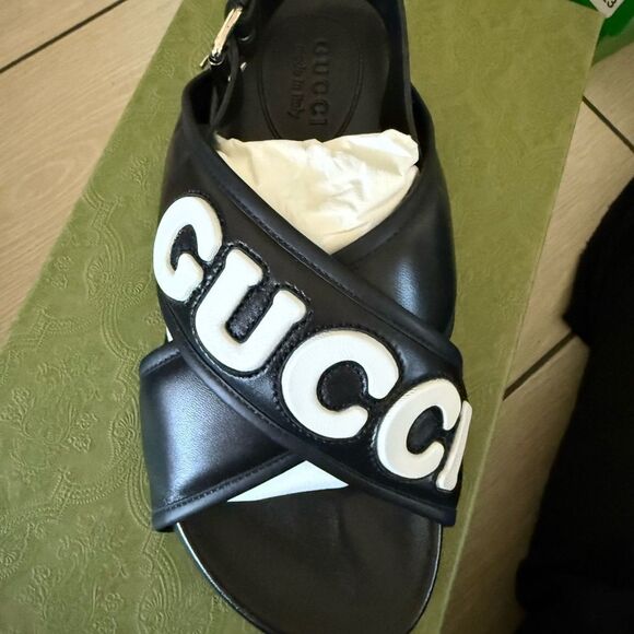 Brand new Gucci Black and White Sandals  fits womens 10 & 12 - Picture 1 of 5